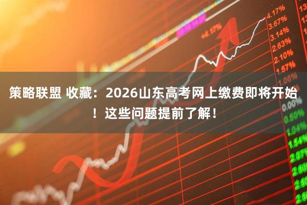 策略联盟 收藏：2026山东高考网上缴费即将开始！这些问题提前了解！